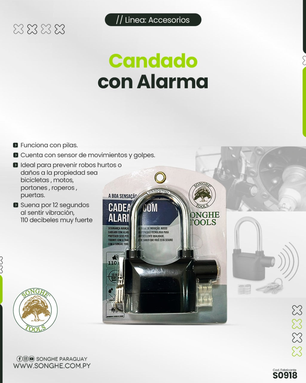 CANDADO CON ALARMA
